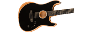 Fender Acoustasonic Strat Black W Bag Made in USA elektro-akustinė gitara