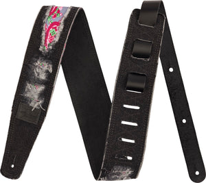 Fender X Wrangler RIPPED PAISLEY DENIM STRAP Black diržas gitarai