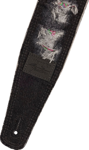 Fender X Wrangler RIPPED PAISLEY DENIM STRAP Black diržas gitarai