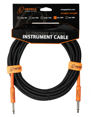 Ortega OECIS-20 Instrument Cable - 6m/20ft. Black Tweed, STRAIGHT/STRAIGHT, Economy Series laidas gi