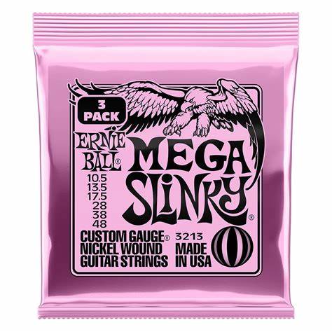 Ernie Ball 3213 Mega Slinky Nickel Wound Electric Guitar Strings - .0105-.048 3-pack stygos elektrin