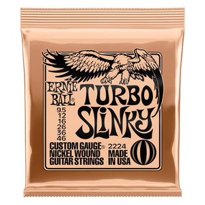 Ernie Ball 2224 Turbo Slinky Nickel Wound Electric Guitar Strings - .0095-.046 stygos elektrinei git